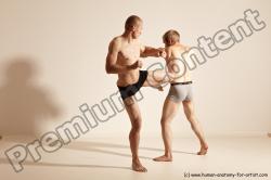 Underwear Martial art Man - Man White Moving poses Slim Short Blond Dynamic poses Academic